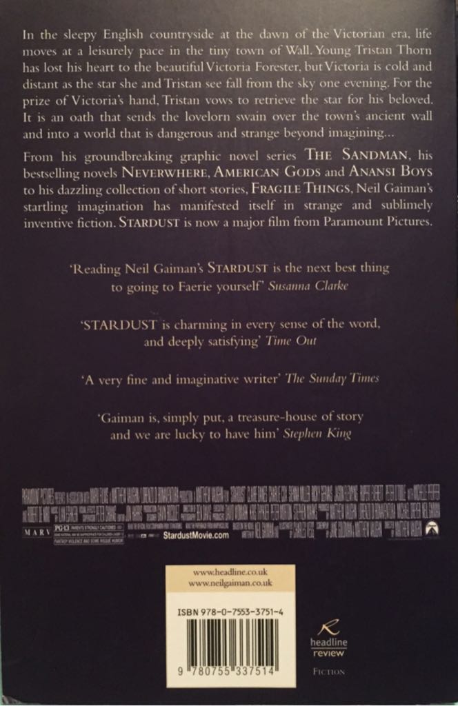 Stardust - Neil Gaiman (Headline Review - Paperback) book collectible [Barcode 9780755337514] - Main Image 2