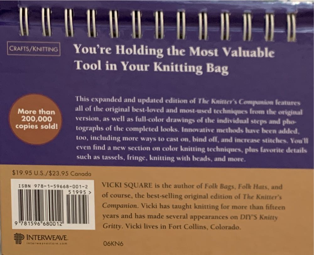 Knitters Companion Expanded And Updated - Vicki Square (Intetweave Press - Spiral Binding) book collectible [Barcode 9781596680012] - Main Image 2