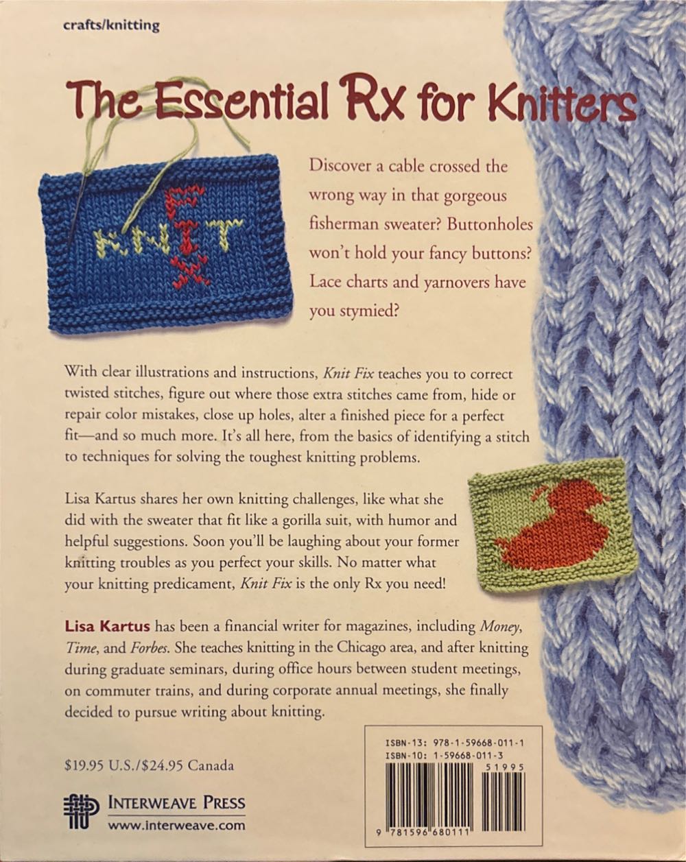 Knit FixProblem Solving for Knitters - Lisa Kartus (Interweave Press) book collectible [Barcode 9781596680111] - Main Image 2