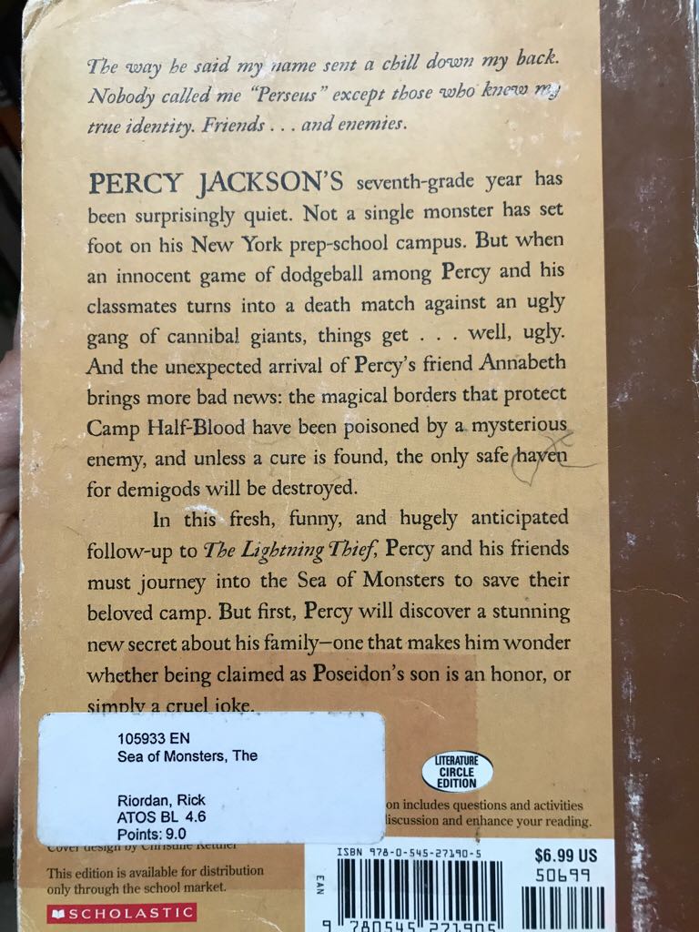 The Sea of Monsters - Rick Riordan (Listening Library - Paperback) book collectible [Barcode 9780545271905] - Main Image 2