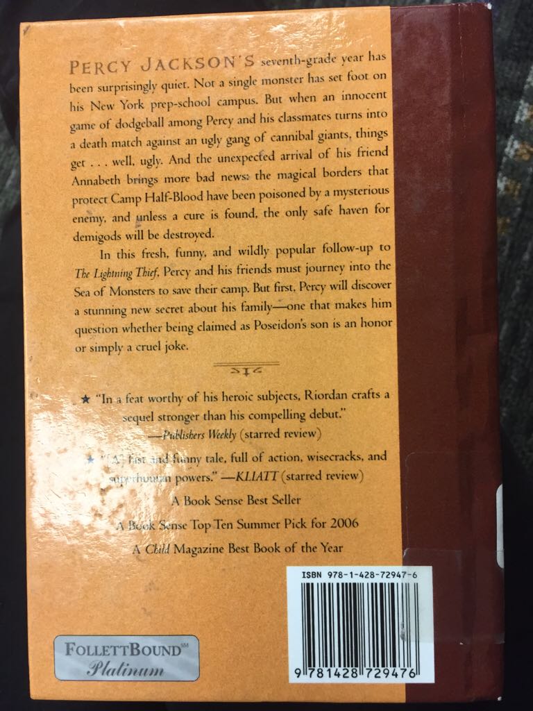 The Sea Of Monsters - Rick Riordan book collectible [Barcode 9781428729476] - Main Image 2