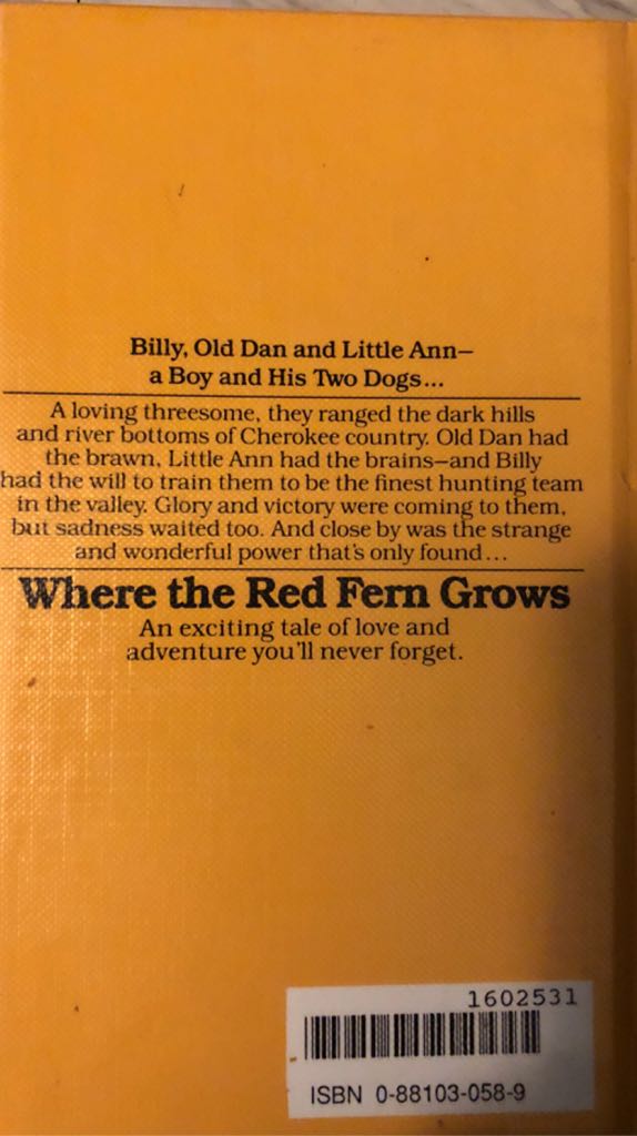 Where the Red Fern Grows - Wilson Rawls (A Bantam Book - Paperback) book collectible [Barcode 9780881030587] - Main Image 2