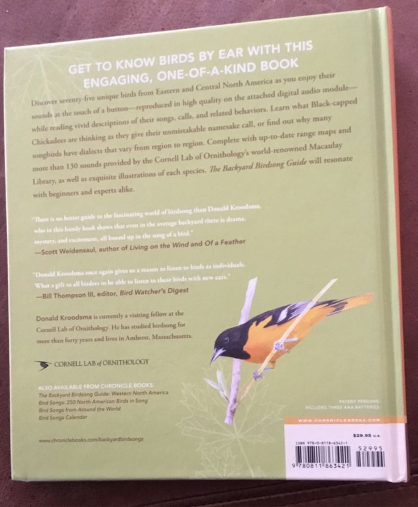 Backyard Birdsong Guide-10: 0811863425-13: - Donald Kroodsma (Chronicle Books - Hardcover) book collectible [Barcode 9780811863421] - Main Image 2