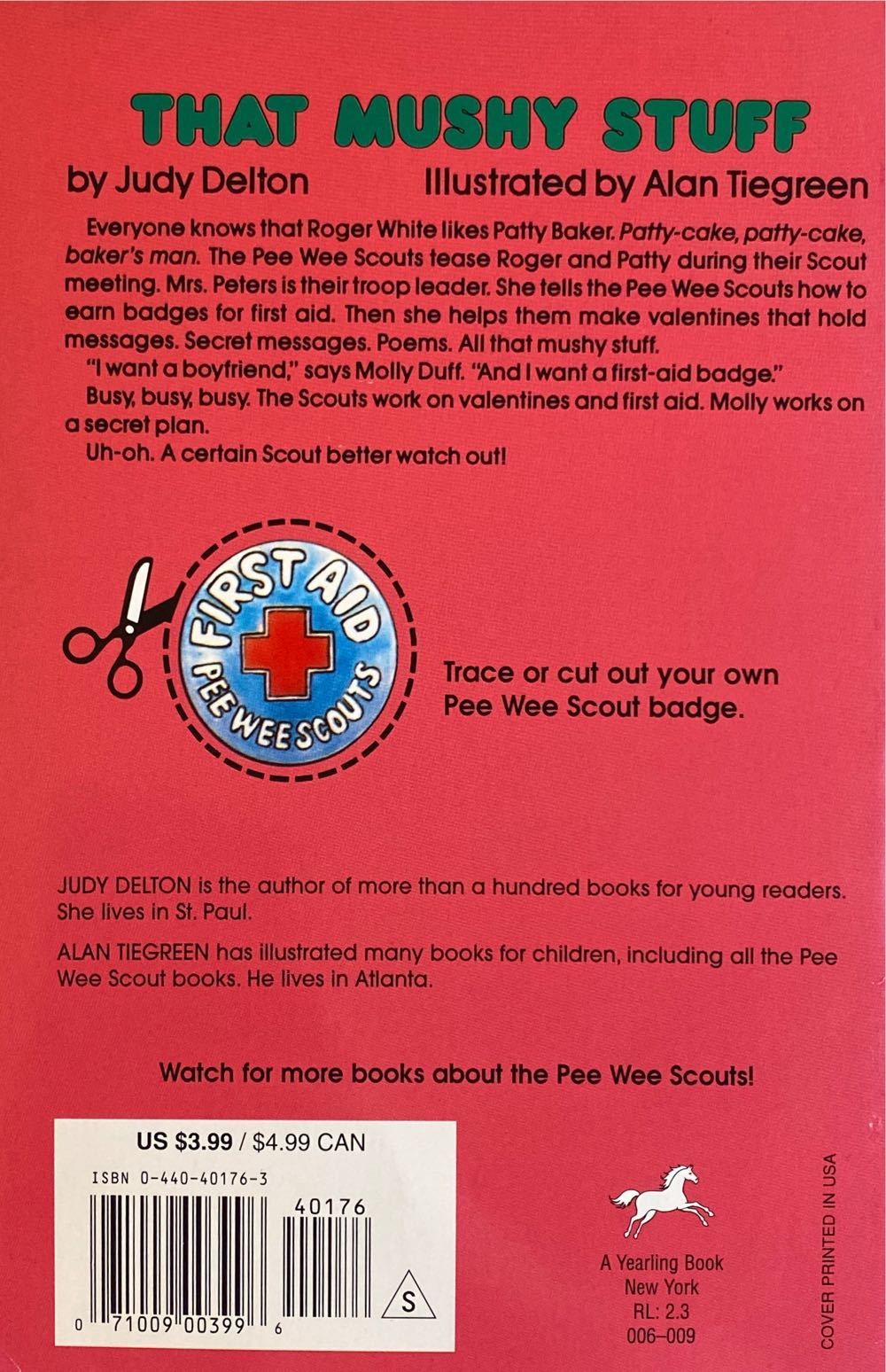 Pee Wee Scouts That Mushy Stuff - Judy Delton book collectible [Barcode 9780440401766] - Main Image 2