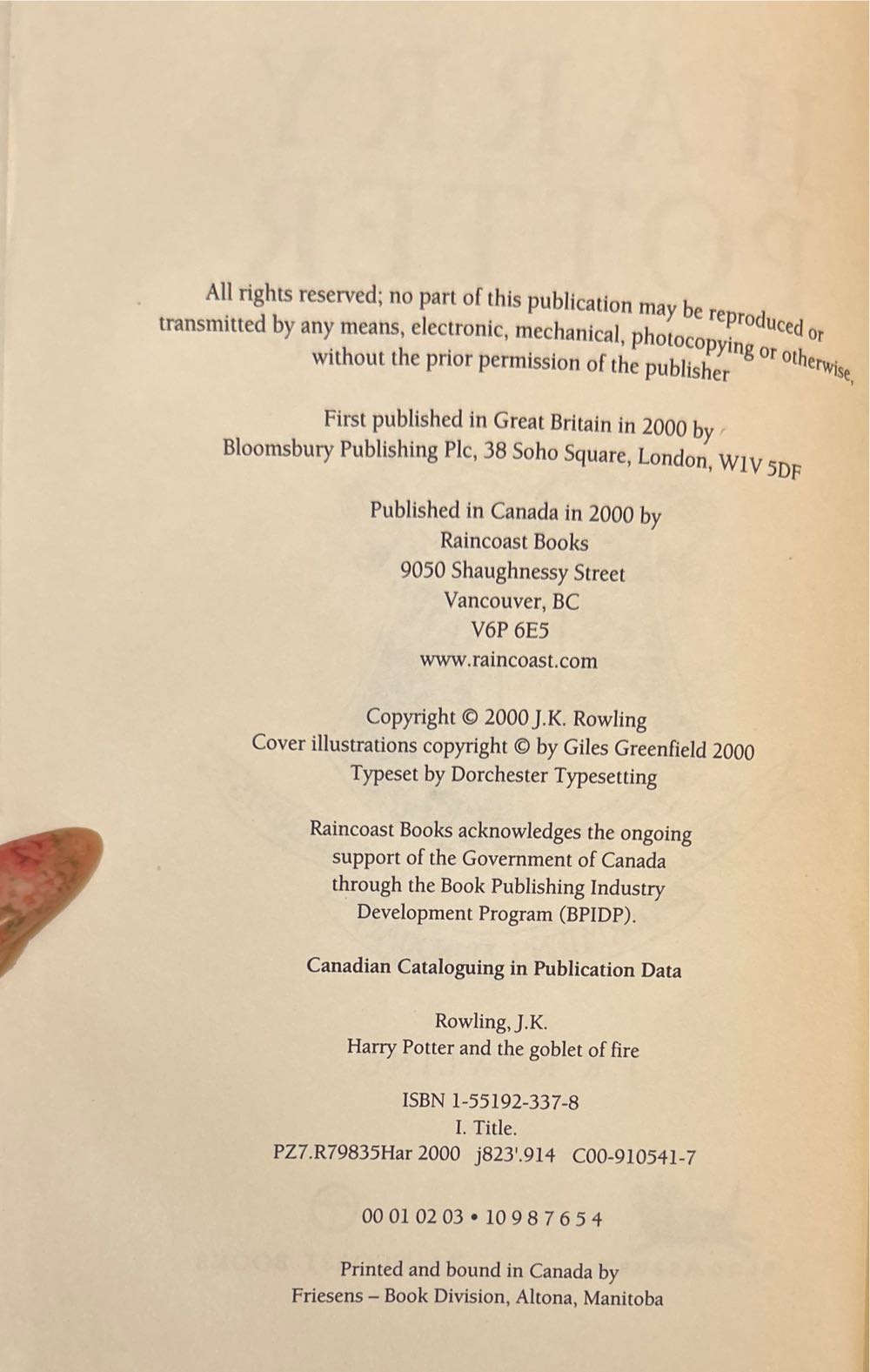 Harry Potter and the Goblet of Fire - J. K. Rowling (Raincoast Books - Paperback) book collectible [Barcode 9781551923376] - Main Image 3