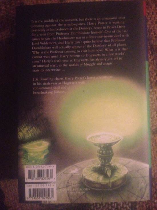 Harry Potter #6 The Half-Blood Prince - J. K. Rowling (Raincoast Books - Hardcover) book collectible [Barcode 9781551927565] - Main Image 2