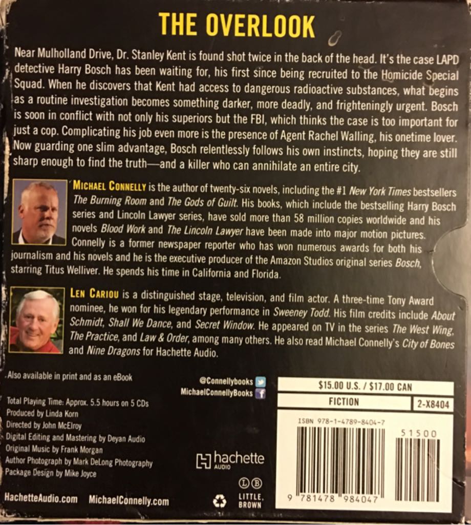 Overlook, The - Michael Connelly (Hachette Audio - Audiobook) book collectible [Barcode 9781478984047] - Main Image 2