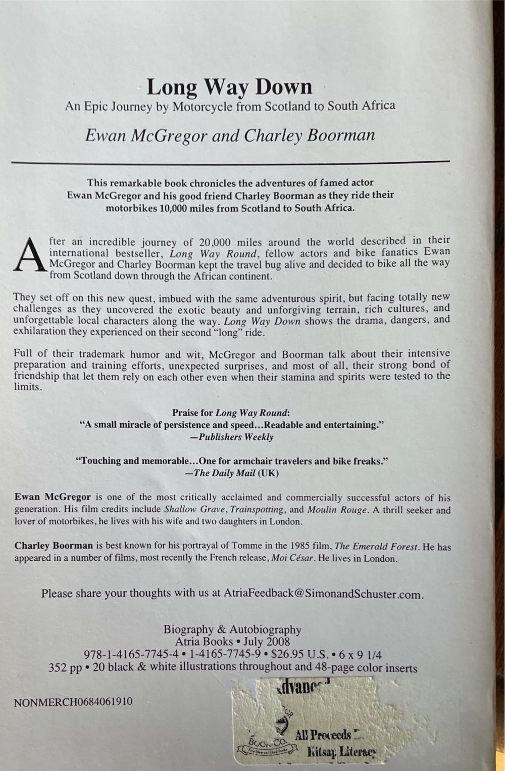 Long Way Down - Charley Boorman (Simon and Schuster - Hardcover) book collectible [Barcode 9781416577454] - Main Image 2