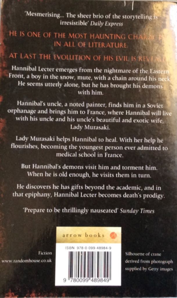 Hannibal Rising - Thomas Harris (Flat - Ricky - Paperback) book collectible [Barcode 9780099489849] - Main Image 2
