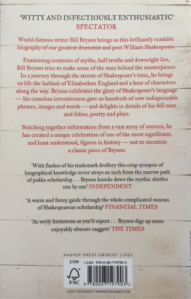 Shakespeare - Bill Bryson (William Collins Books - Paperback) book collectible [Barcode 9780007197903] - Main Image 2