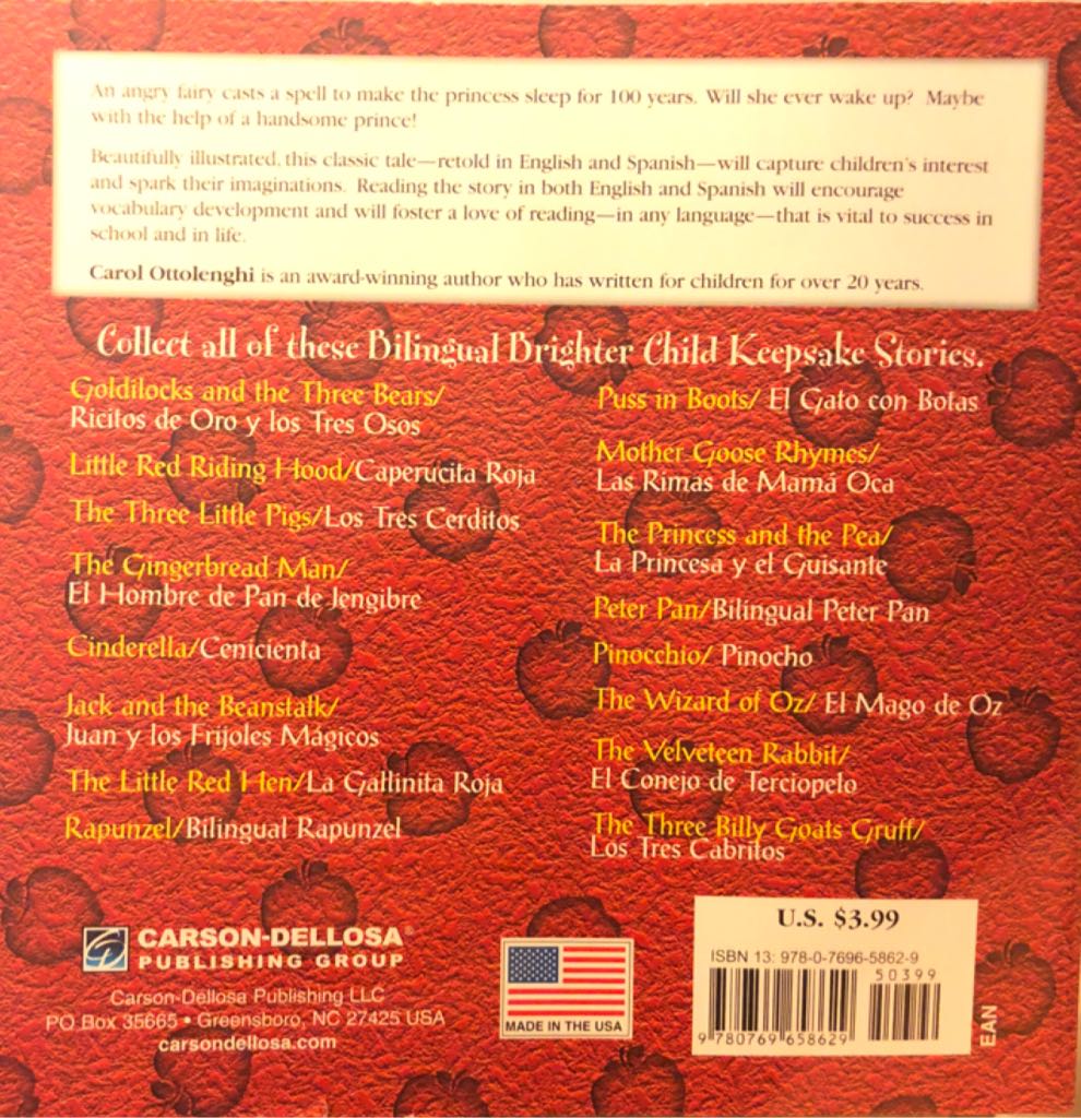 Sleeping Beauty: La Bella Durmiente (Keepsake Stories) - Carol Ottolenghi (Brighter Child - Paperback) book collectible [Barcode 9780769658629] - Main Image 2