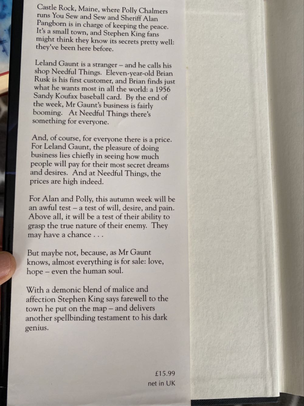 Needful Things - Stephen King (Hodder and Stoughton - Hardcover) book collectible [Barcode 9780340546734] - Main Image 3