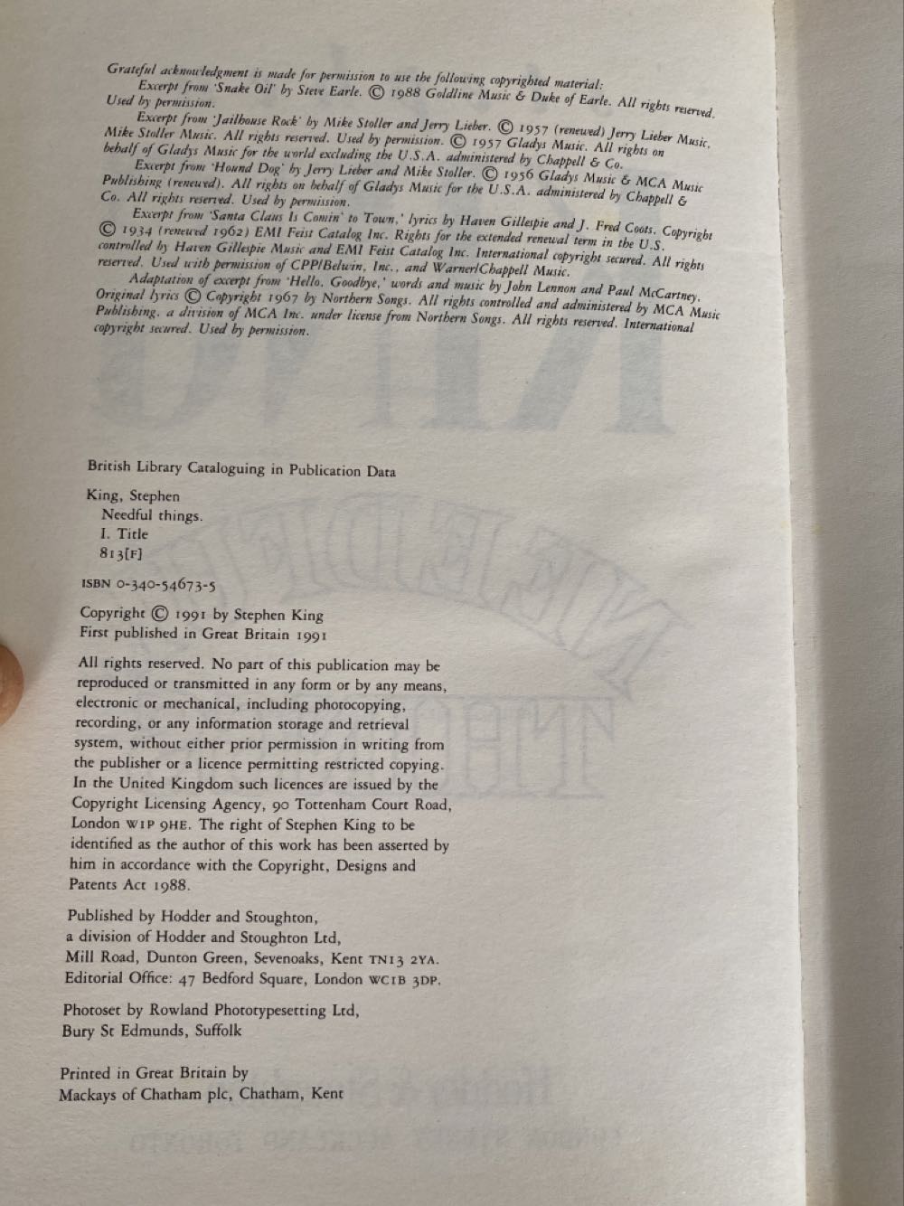 Needful Things - Stephen King (Hodder and Stoughton - Hardcover) book collectible [Barcode 9780340546734] - Main Image 4