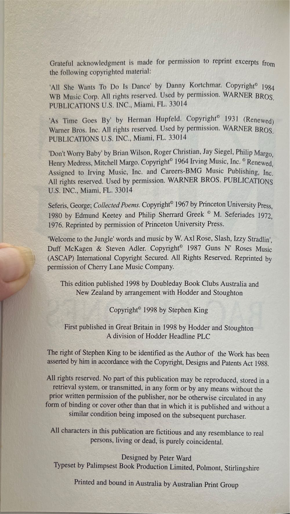 Bag Of Bones - Stephen King (Doubleday Book Clubs Australia - Hardcover) book collectible - Main Image 3