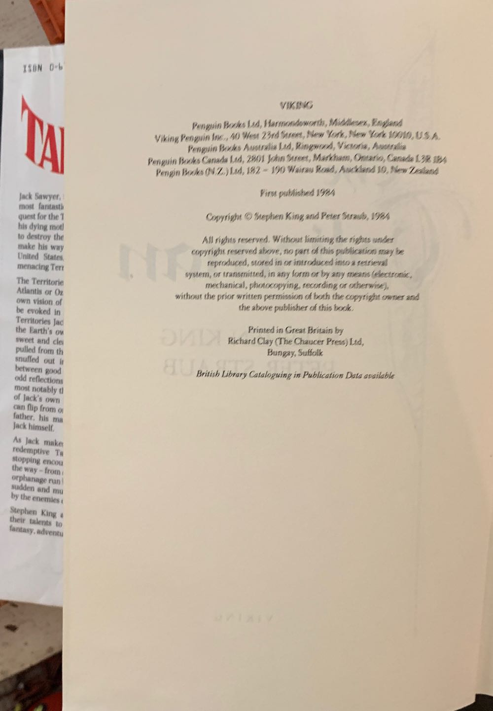 The Talisman - Stephen King (Viking - Hardcover) book collectible [Barcode 9780670691999] - Main Image 3