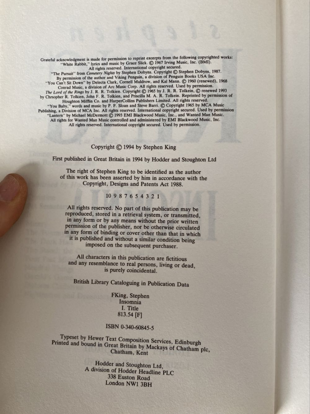 Insomnia - Stephen King (Hodder & Stoughton - Hardcover) book collectible [Barcode 9780340608456] - Main Image 4