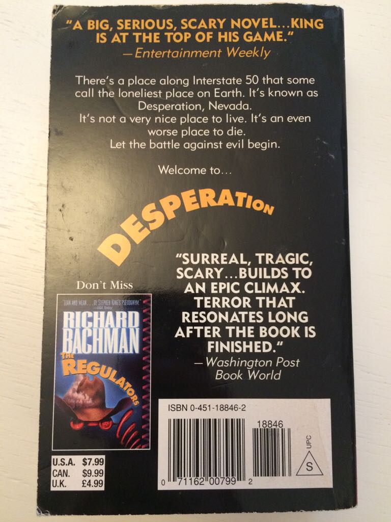 Desperation - Stephen King (Signet - Paperback) book collectible [Barcode 9780451188465] - Main Image 2