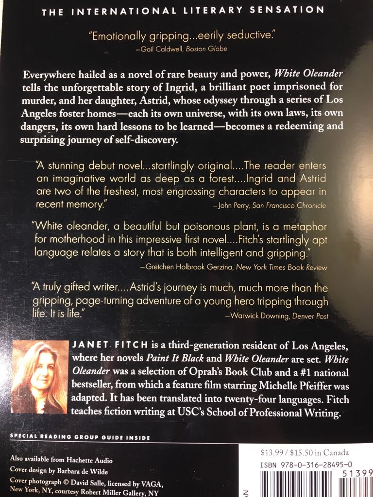 White Oleander - Janet Fitch (Back Bay - Trade Paperback) book collectible [Barcode 9780316284950] - Main Image 2