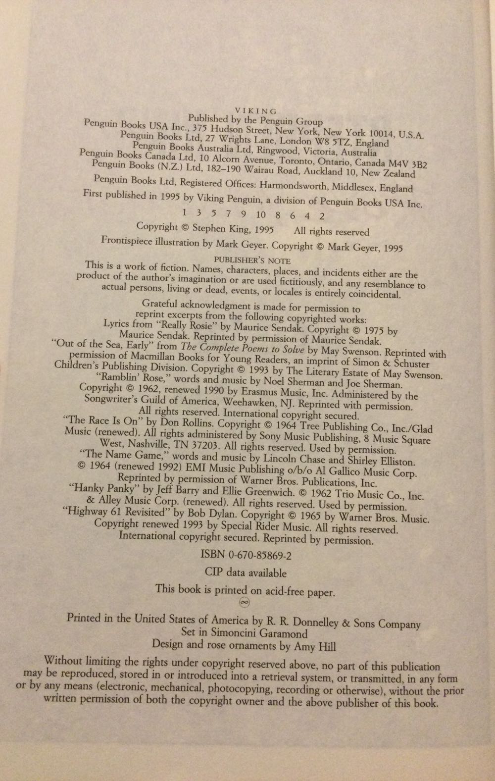 Rose Madder - Stephen King (Viking - Hardcover) book collectible [Barcode 9780670858699] - Main Image 3