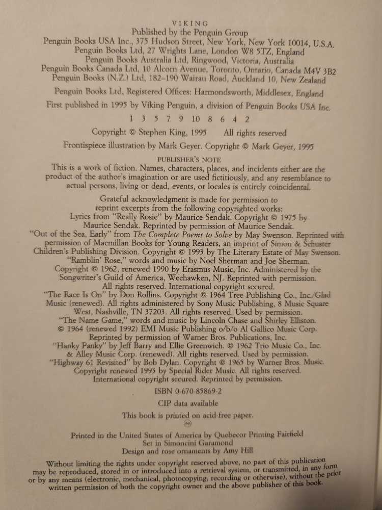 Rose Madder - Stephen King (Viking - Hardcover) book collectible [Barcode 9780670858699] - Main Image 4