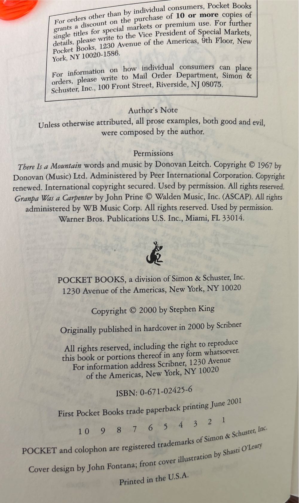 On Writing - Stephen King (Pocket Books - Paperback) book collectible [Barcode 9780671024253] - Main Image 3