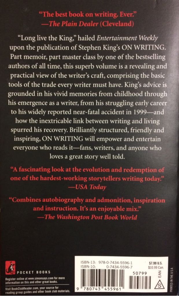 On Writing - Stephen King (Simon and Schuster - Paperback) book collectible [Barcode 9780743455961] - Main Image 2