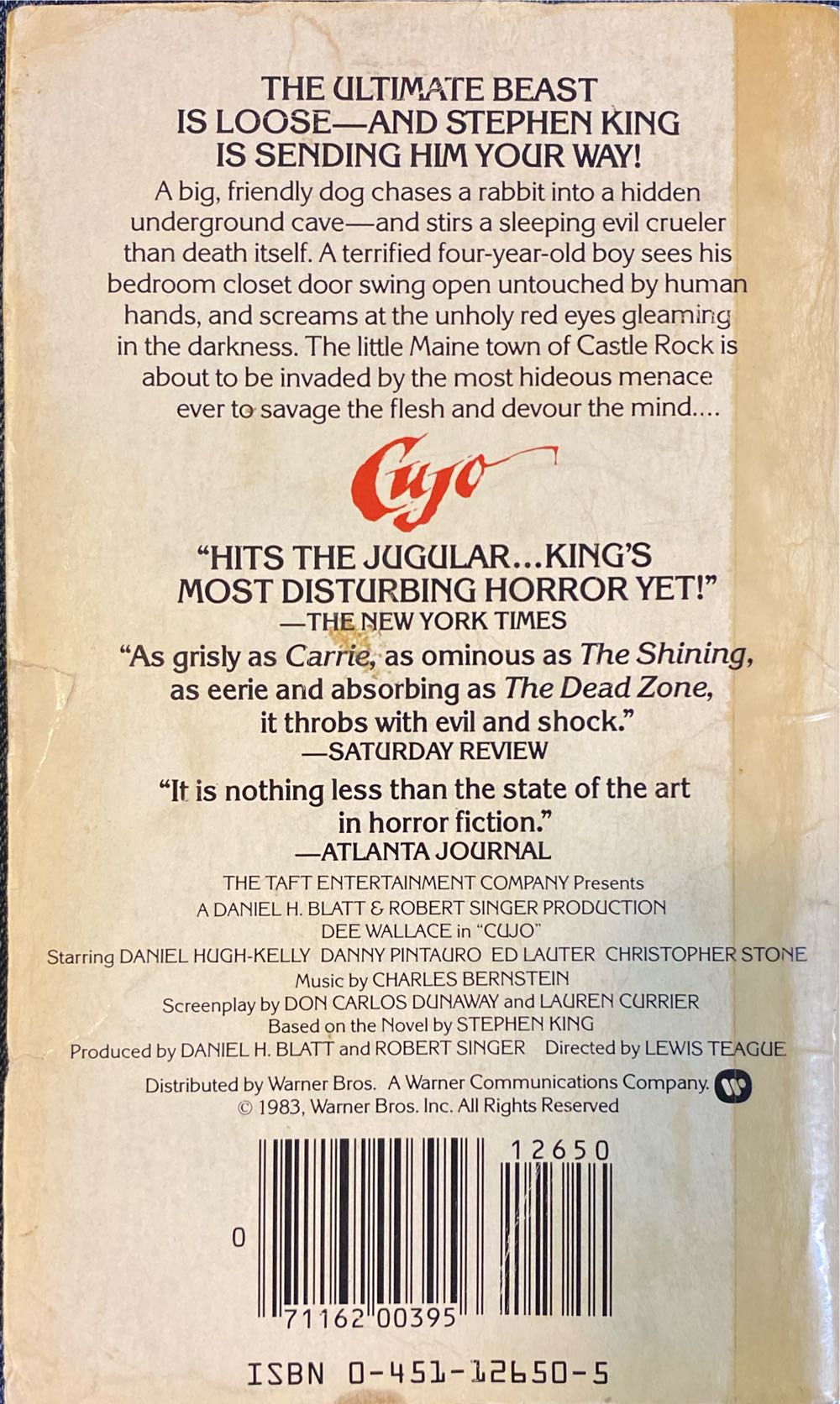 Cujo - Stephen King (Signet - Paperback) book collectible [Barcode 9780451126504] - Main Image 3