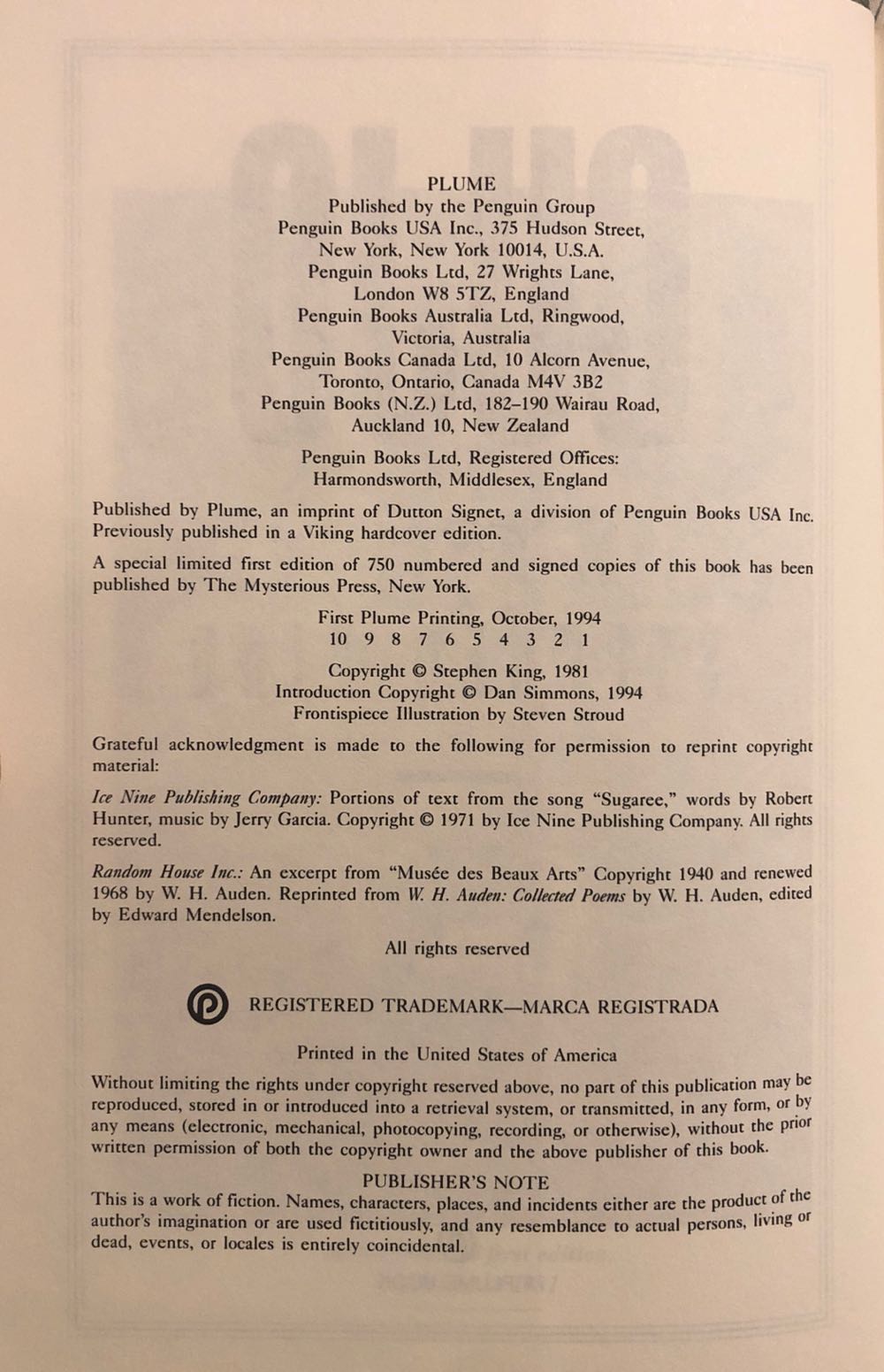 Cujo (Collector’s Edition) - Stephen King (Plume - Coptic) book collectible [Barcode 9780452273283] - Main Image 4