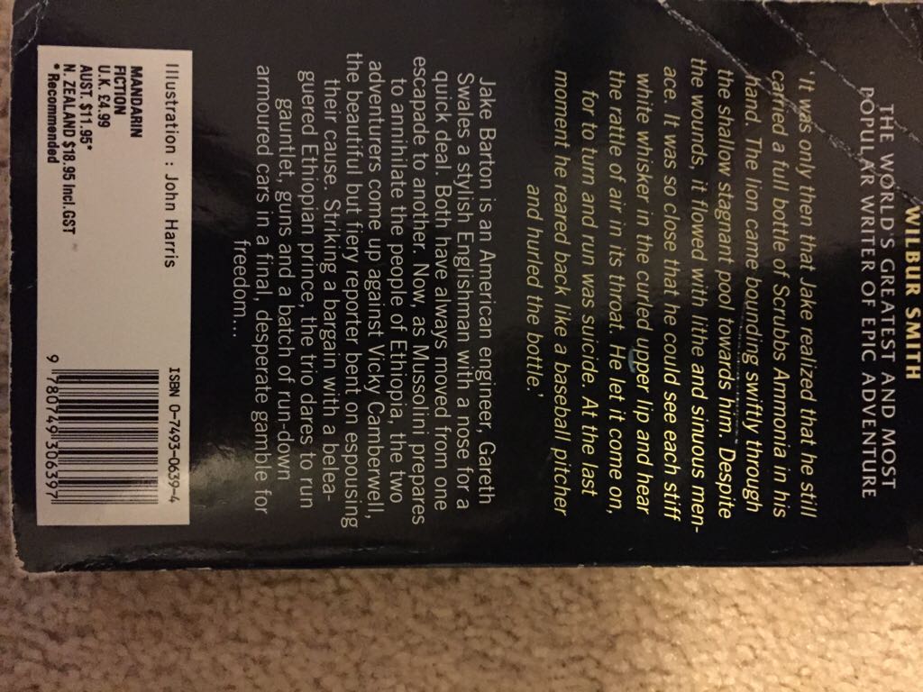 Cry Wolf - Wilbur Smith (Mandarin Paperbacks - Paperback) book collectible [Barcode 9780749306397] - Main Image 2