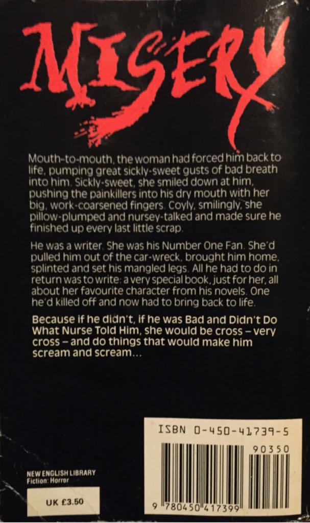 Misery - Stephen King (New English Library - Paperback) book collectible [Barcode 9780450417399] - Main Image 2