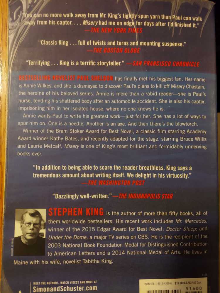 Misery - Stephen King (Hodder - Paperback) book collectible [Barcode 9781501143106] - Main Image 2