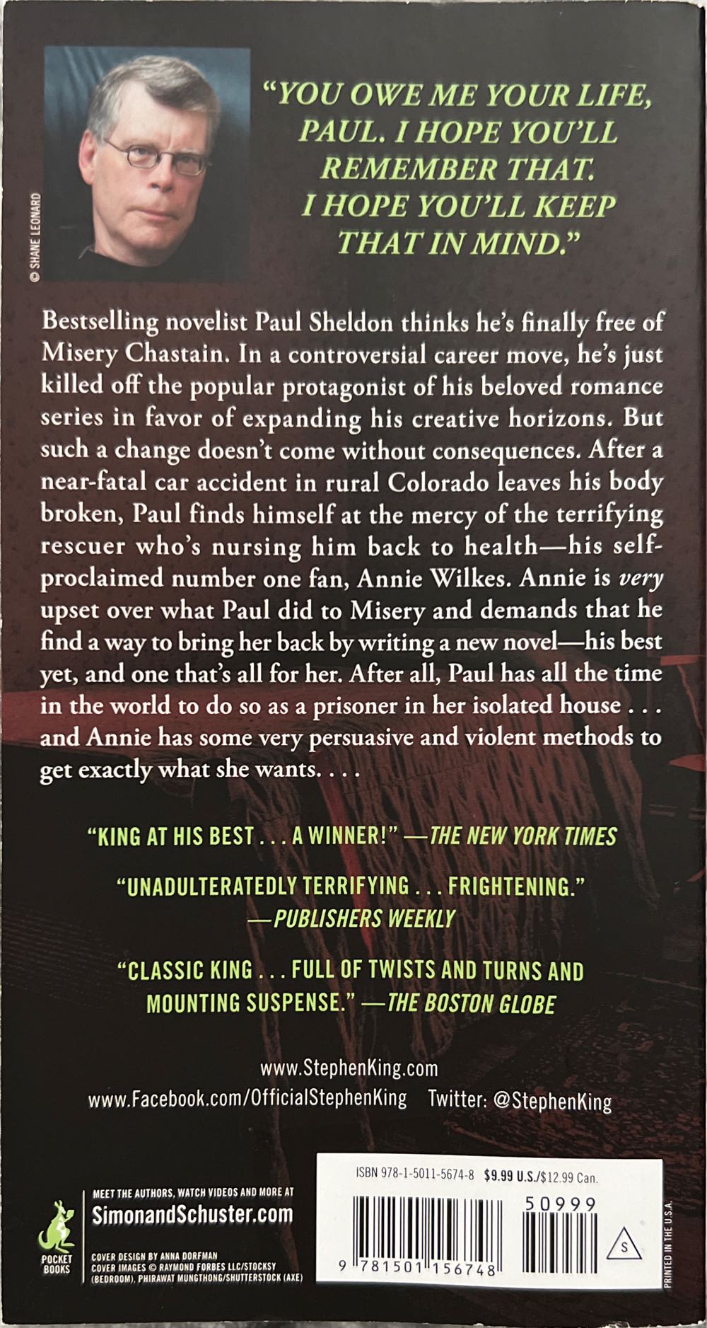 Misery - Stephen King (- Paperback) book collectible [Barcode 9781501156748] - Main Image 2