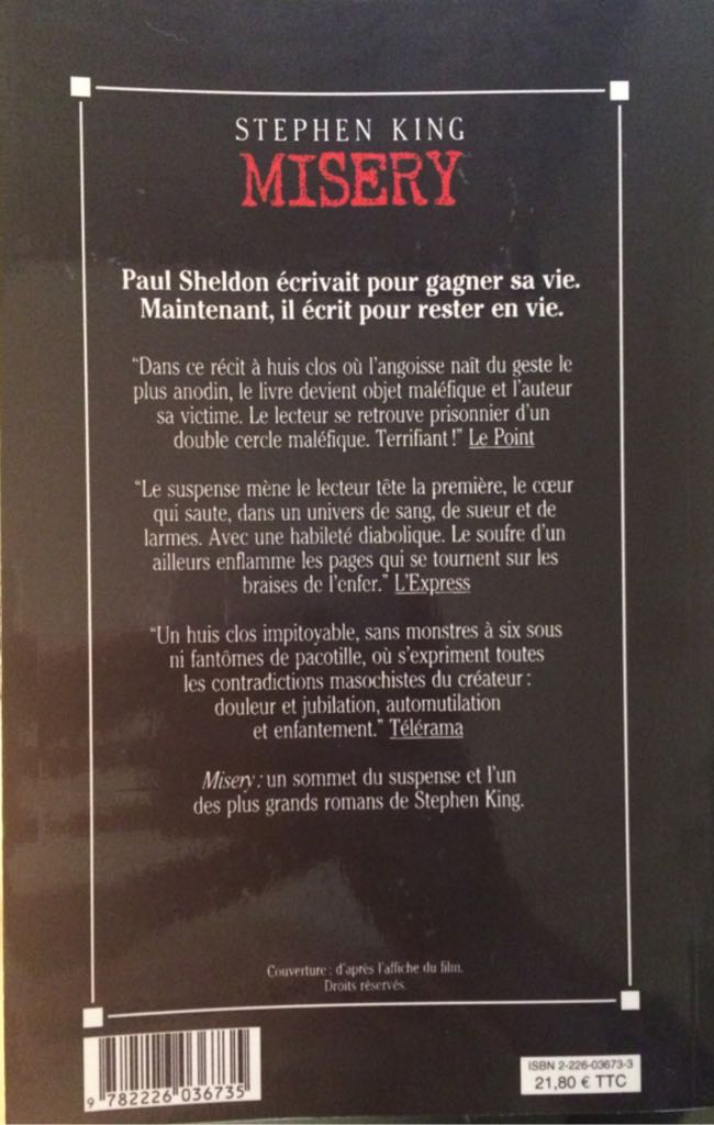 Misery - Stephen King (Stephen King - Library Binding) book collectible [Barcode 9782226036735] - Main Image 2