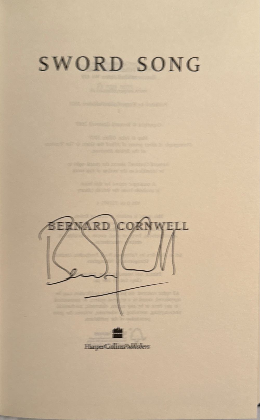 Sword Song - Bernard Cornwell (Harper Collins - Hardcover) book collectible [Barcode 9780007219711] - Main Image 2