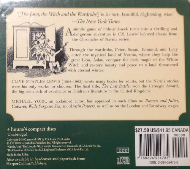 Narnia Book 2: The Lion, the Witch and the Wardrobe - Clive Staples Lewis (Audiobook) book collectible [Barcode 9780007650132] - Main Image 2