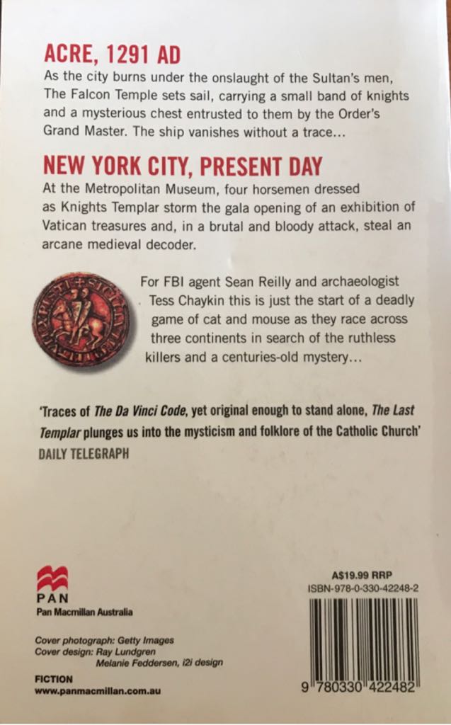 Last Templar, The - Raymond Khoury (Pan - Paperback) book collectible [Barcode 9780330422482] - Main Image 2