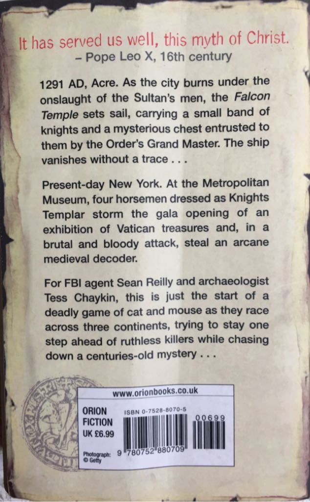 The Last Templar - Raymond Khoury (Orion Books - Paperback) book collectible [Barcode 9780752880709] - Main Image 2