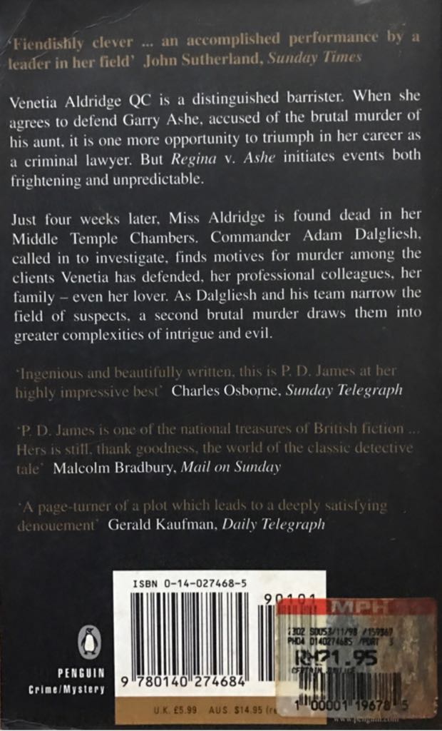 A Certain Justice - P.D. James (Penguin - Paperback) book collectible [Barcode 9780140274684] - Main Image 2