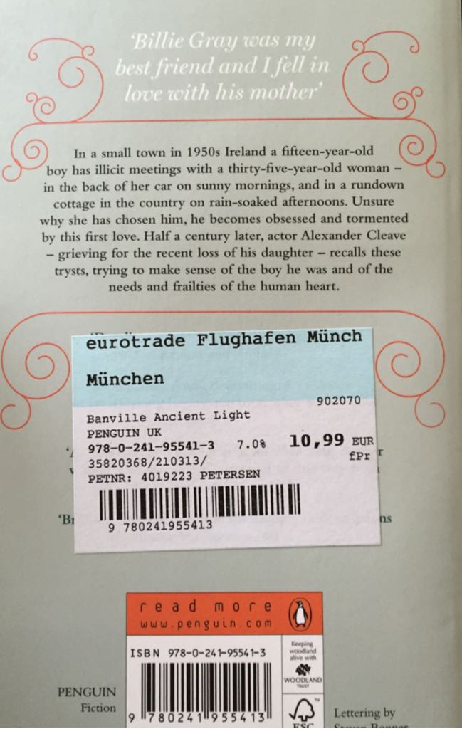Ancient Light - John Banville (A Penguin Book) book collectible [Barcode 9780241955413] - Main Image 2