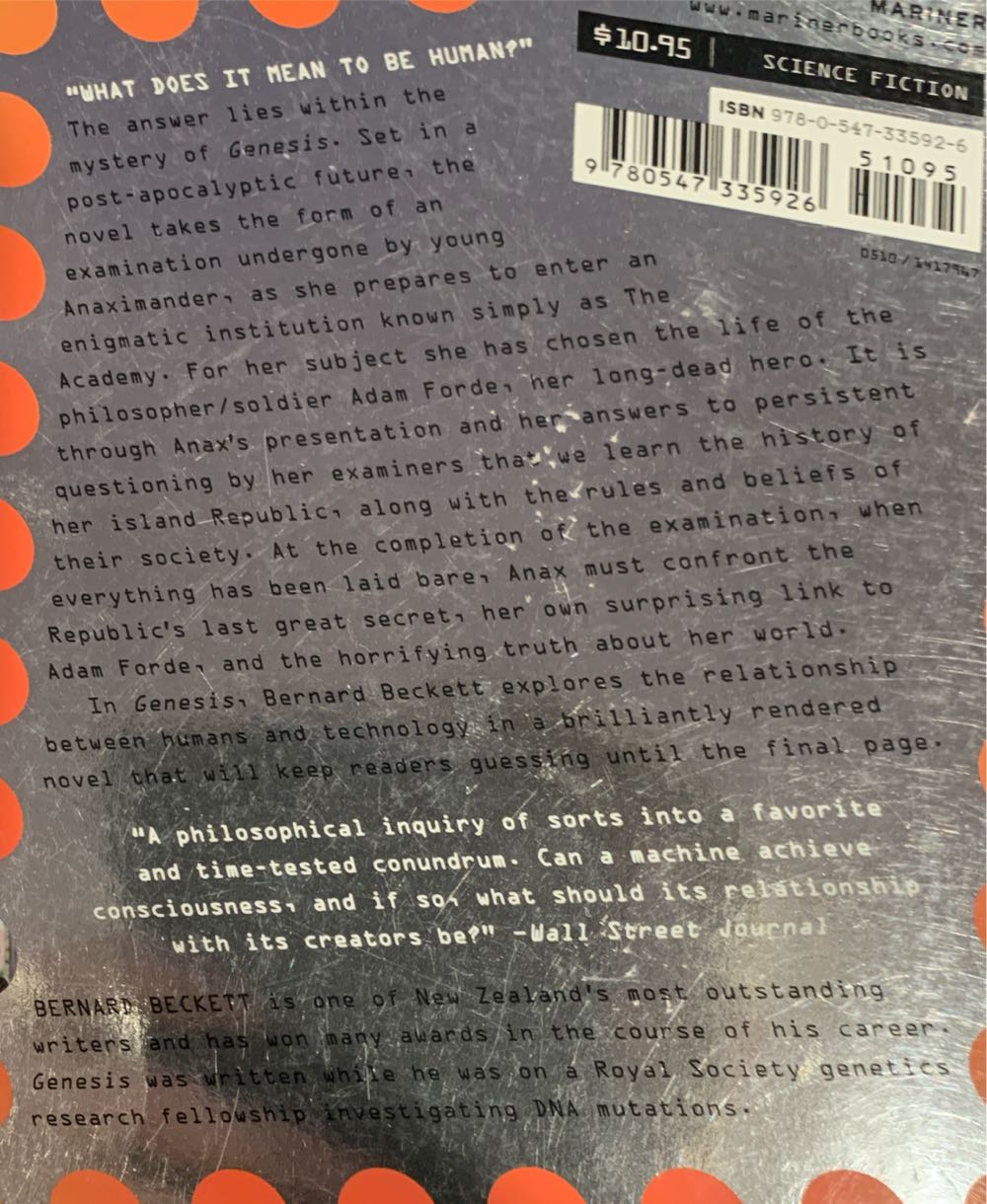 Genesis - Bernard Beckett (Mariner Books - Trade Paperback) book collectible [Barcode 9780547335926] - Main Image 2