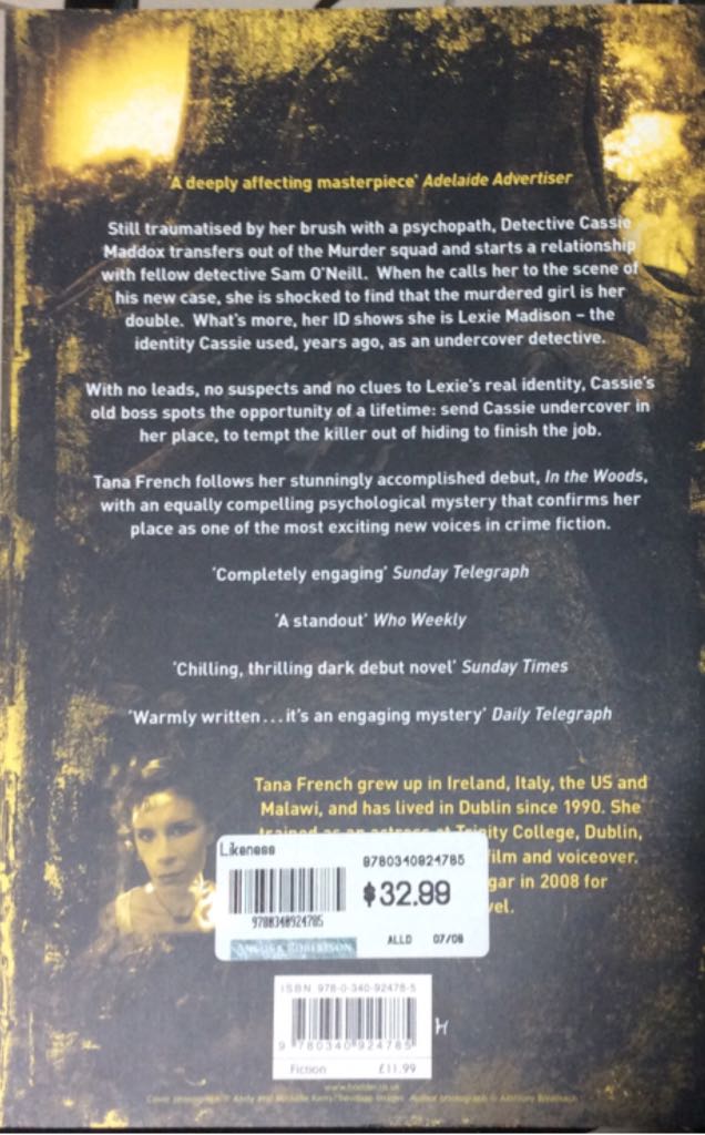 The Likeness (Dublin Murder Squad, #2) - Tana French (Hodder & Stoughton - Paperback) book collectible [Barcode 9780340924785] - Main Image 2