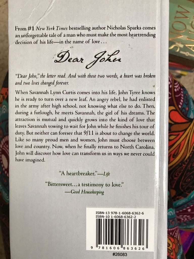 Dear John  (Perfection Learning) book collectible [Barcode 9781606863626] - Main Image 2