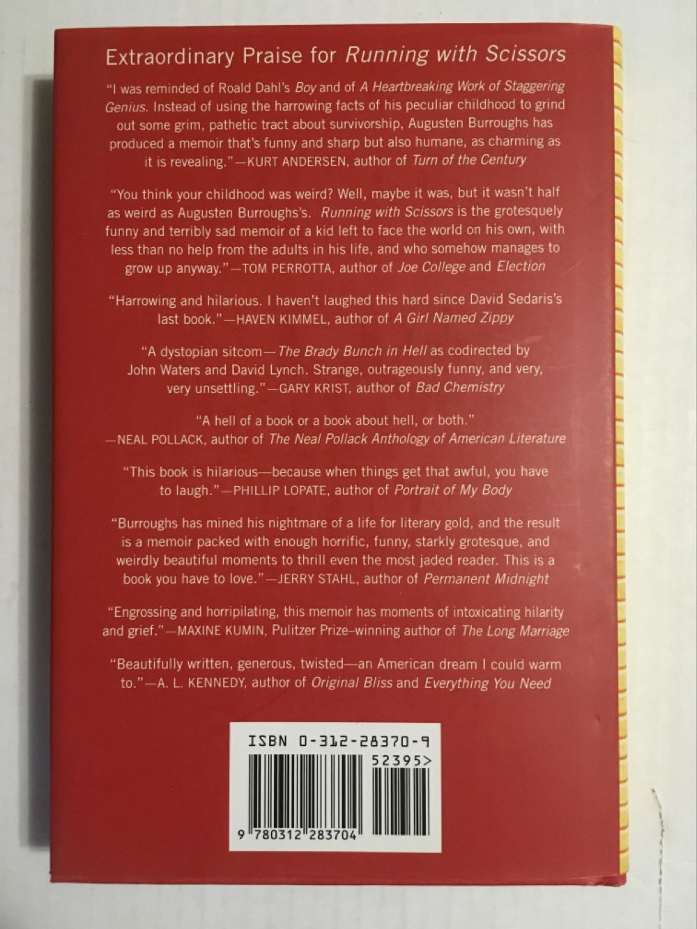 Running With ScissorsA Memoir Augusten BurroughsNON-FICTION ENGLISH - Augusten Burroughs (St. Martin’s Press - Hardcover) book collectible [Barcode 9780312283704] - Main Image 4