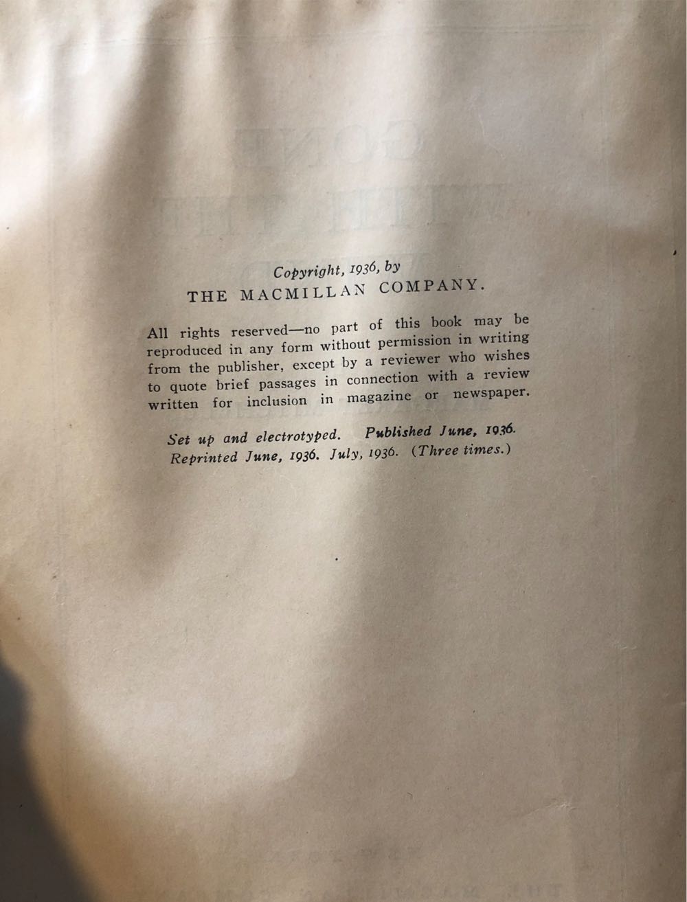 Gone with the Wind - Margaret Mitchell (Macmillan Company - Hardcover) book collectible - Main Image 3