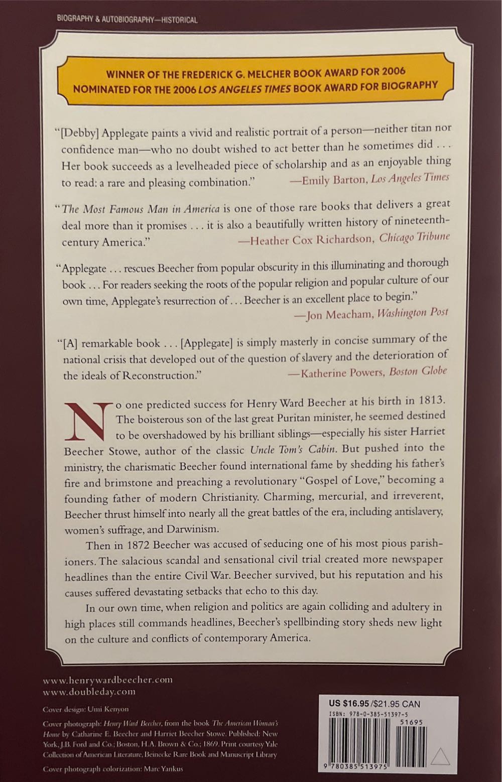 Most Famous Man in America The Biography of Henry Ward Beecher - Debby Applegate (- Paperback) book collectible [Barcode 9780385513975] - Main Image 4