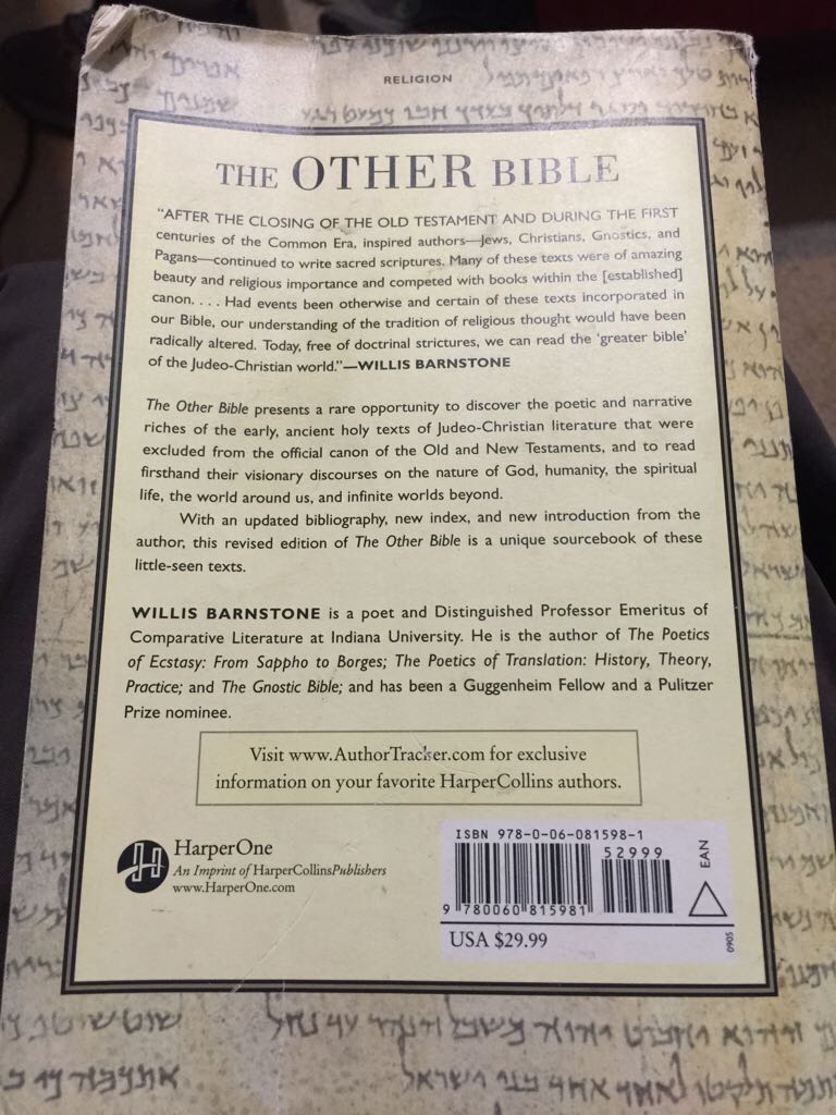 Other Bible, The - Willis Barnstone (HarperCollins - Paperback) book collectible [Barcode 9780060815981] - Main Image 2