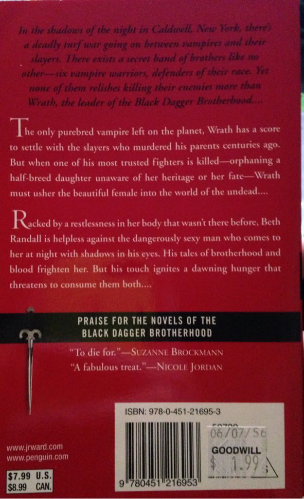 Dark Lover - J.R. Ward (A Signet Book - Paperback) book collectible [Barcode 9780451216953] - Main Image 2