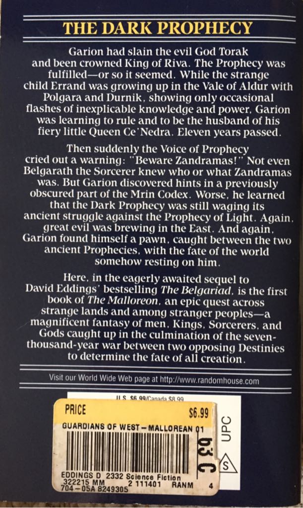 Guardians of the West - David Eddings (Del Ray Fantasy - Paperback) book collectible [Barcode 9780345352668] - Main Image 2