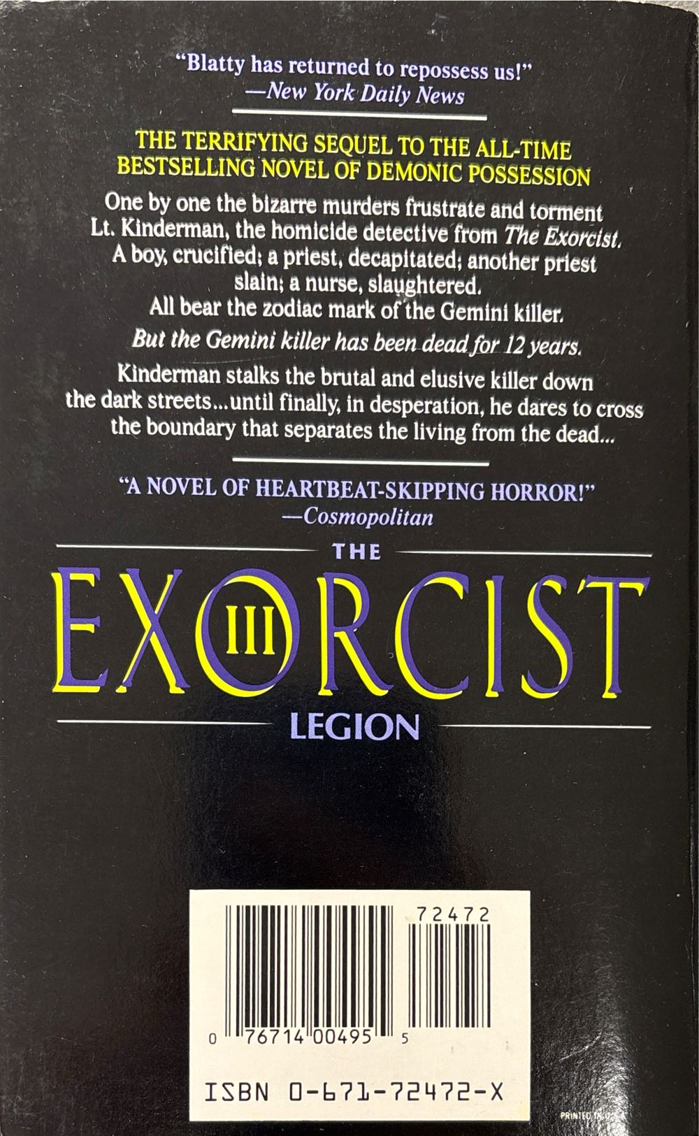 Legion - William Peter Blatty (Pocket - Paperback) book collectible [Barcode 9780671724726] - Main Image 2