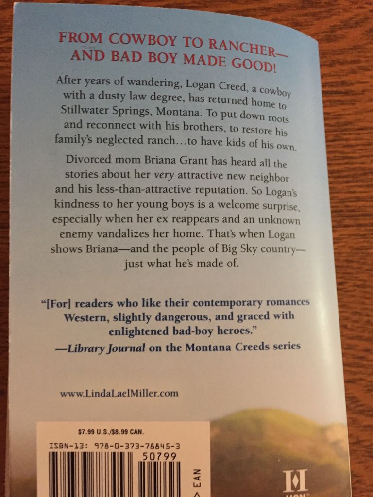 Montana Creeds: Logan - Linda Lael Miller (HQN Books - Paperback) book collectible [Barcode 9780373788453] - Main Image 2